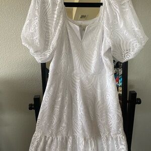 Cato White Lace Long Sleeve Dress